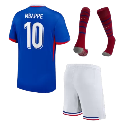 Kids France MBAPPE #10 Whole Kits Home Soccer Kit (Jersey+Shorts+Sock） 2024 - worldjerseyshop