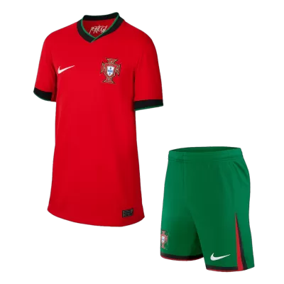 Kids Portugal Home Soccer Jersey Kits(Jersey+Shorts) 2024 - worldjerseyshop