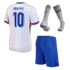 Kids France MBAPPE #10 Whole Kits Away Soccer Kit (Jersey+Shorts+Sock） 2024 - worldjerseyshop