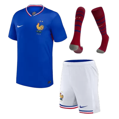 Kids France Whole Kits Home Soccer Kit (Jersey+Shorts+Sock） 2024 - worldjerseyshop