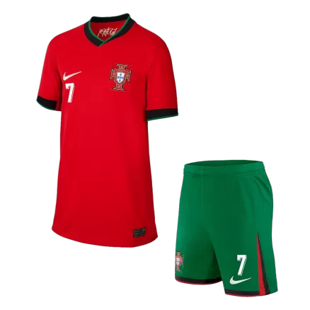 Kids Portugal RONALDO #7 Home Soccer Jersey Kits(Jersey+Shorts) 2024 - worldjerseyshop