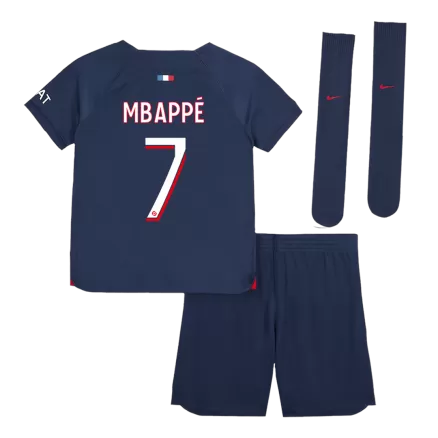 Kids PSG MBAPPÉ #7 Whole Kits Home Soccer Kit (Jersey+Shorts+Sock） 2023/24 - worldjerseyshop