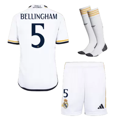 Kids Real Madrid BELLINGHAM #5 Whole Kits Home Soccer Kit (Jersey+Shorts+Sock） 2023/24 - worldjerseyshop