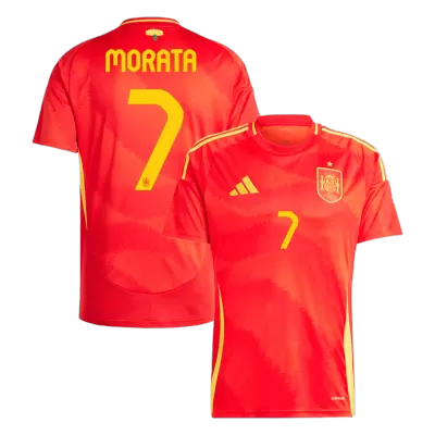 Men's Spain MORATA #7 Home Soccer Short Sleeves Jersey 2024 - worldjerseyshop