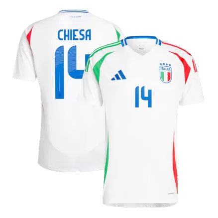 Men's Italy CHIESA #14 Away Soccer Short Sleeves Jersey 2024 - worldjerseyshop