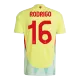 Men's Spain RODRIGO #16 Away Soccer Short Sleeves Jersey 2024 - worldjerseyshop