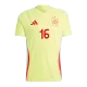 Men's Spain RODRIGO #16 Away Soccer Short Sleeves Jersey 2024 - worldjerseyshop