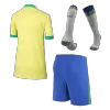 Kids's Brazil Home Soccer Whole Kits(Jerseys+Shorts+Socks) 2024 - worldjerseyshop