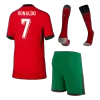 Kids's Portugal RONALDO #7 Home Soccer Whole Kits(Jerseys+Shorts+Socks) 2024 - worldjerseyshop