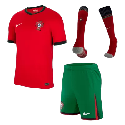 Men's Portugal Home Soccer Whole Kits(Jerseys+Shorts+Socks) 2024 - worldjerseyshop