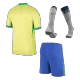 Men's Brazil Home Soccer Whole Kits(Jerseys+Shorts+Socks) 2024 - worldjerseyshop