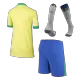 Kids Brazil Whole Kits Home Soccer Kit (Jersey+Shorts+Sock） 2024 - worldjerseyshop