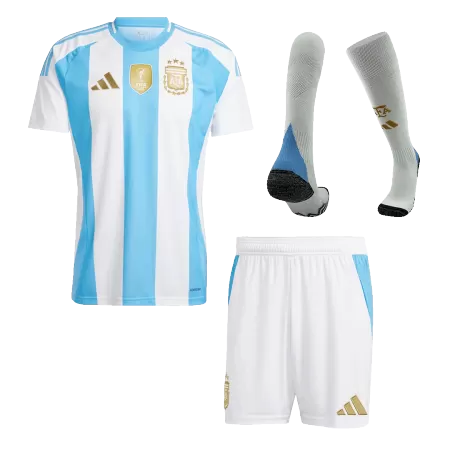 Men's Argentina Home Soccer Whole Kits(Jerseys+Shorts+Socks) 2024 - worldjerseyshop