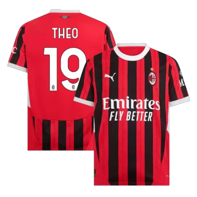 Men's AC Milan THEO #19 Home Soccer Short Sleeves Jersey 2024/25 - worldjerseyshop