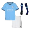 Kids's Manchester City Home Soccer Whole Kits(Jerseys+Shorts+Socks) 2024/25 - worldjerseyshop