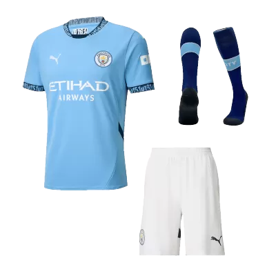 Men's Manchester City Home Soccer Whole Kits(Jerseys+Shorts+Socks) 2024/25 - worldjerseyshop