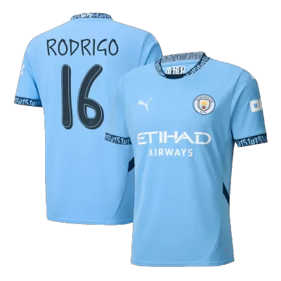 Men's Manchester City RODRIGO #16 Home Soccer Short Sleeves Jersey 2024/25-UCL - worldjerseyshop