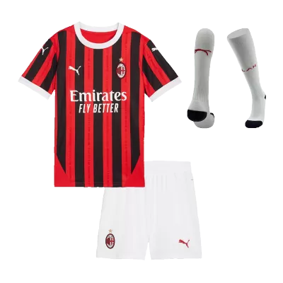 Kids AC Milan Whole Kits Home Soccer Kit (Jersey+Shorts+Sock） 2024/25 - worldjerseyshop