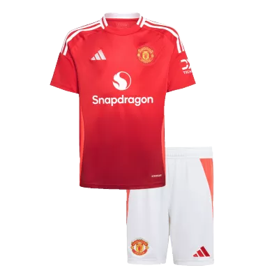 Kids Manchester United Home Soccer Jersey Kits(Jersey+Shorts) 2024/25 - worldjerseyshop