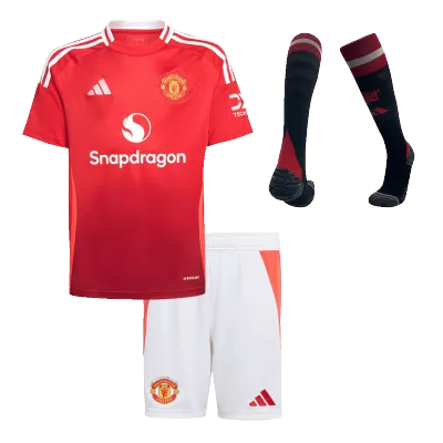 Kids Manchester United Whole Kits Home Soccer Kit (Jersey+Shorts+Sock） 2024/25 - worldjerseyshop