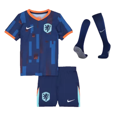 Kids's Netherlands Away Soccer Whole Kits(Jerseys+Shorts+Socks) 2024 - worldjerseyshop