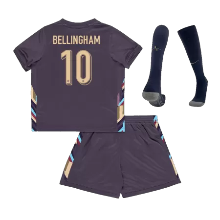 Kids England BELLINGHAM #10 Whole Kits Away Soccer Kit (Jersey+Shorts+Sock） 2024 - worldjerseyshop