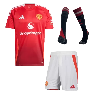 Men's Manchester United Home Soccer Whole Kits(Jerseys+Shorts+Socks) 2024/25 - worldjerseyshop