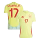 Men's Spain WILLIAMS JR. #17 Away Soccer Short Sleeves Jersey 2024 - worldjerseyshop