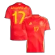 Men's Spain WILLIAMS JR. #17 Home Soccer Short Sleeves Jersey 2024 - worldjerseyshop