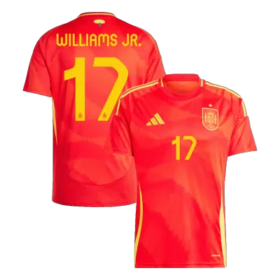 Men's Spain WILLIAMS JR. #17 Home Soccer Short Sleeves Jersey 2024 - worldjerseyshop