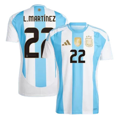 Men's Argentina L.MARTÍNEZ #22 Home Soccer Short Sleeves Jersey 2024 - worldjerseyshop