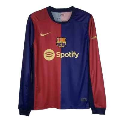 Men's Barcelona Home Soccer Long Sleeves Jersey 2024/25 - worldjerseyshop