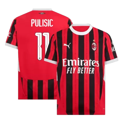 Men's AC Milan PULISIC #11 Home Soccer Short Sleeves Jersey 2024/25 - UCL - worldjerseyshop