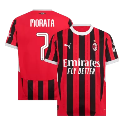 Men's AC Milan MORATA #7 Home Soccer Short Sleeves Jersey 2024/25 - UCL - worldjerseyshop