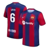 Men's Barcelona GAVI #6 Home Soccer Short Sleeves Jersey 2023/24 - worldjerseyshop