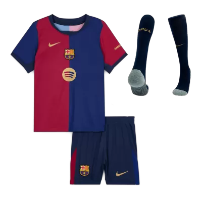 Kids Barcelona Whole Kits Home Soccer Kit (Jersey+Shorts+Sock) 2024/25 - Spotify Logo Without Text - worldjerseyshop