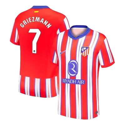 Men's Atletico Madrid GRIEZMANN #7 Home Soccer Short Sleeves Jersey 2024/25 - worldjerseyshop