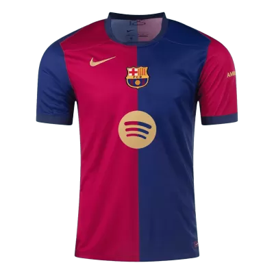 Men's Barcelona Home Soccer Short Sleeves Jersey 2024/25 - Spotify Logo Without Text - worldjerseyshop