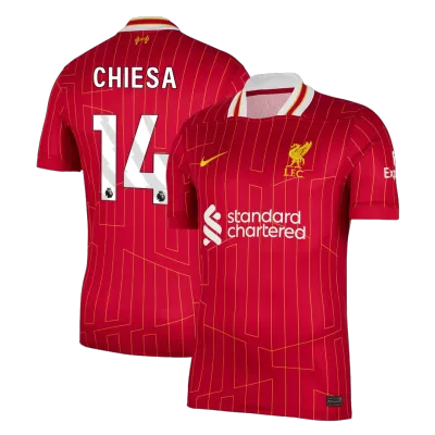 Men's Liverpool CHIESA #14 Home Soccer Short Sleeves Jersey 2024/25 - worldjerseyshop