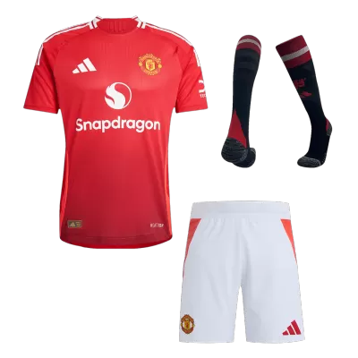 Men's Manchester United Home Soccer Whole Kits(Jerseys+Shorts+Socks) 2024/25 - worldjerseyshop